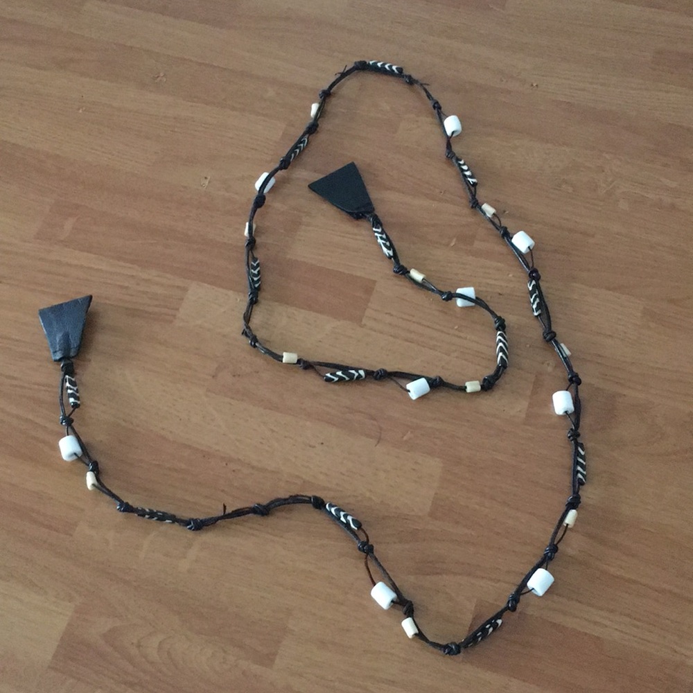 Leather beaded belt